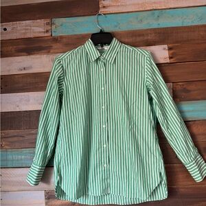Uniqlo 100% Cotton Striped Button Down Shirt –Green/White– Relaxed Fit | Size XS